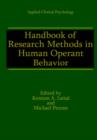 Image for Handbook of Research Methods in Human Operant Behavior
