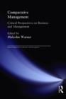 Image for Comparative management  : critical perspectives on business and management