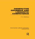 Image for Generative Grammar and Linguistic Competence (RLE Linguistics B: Grammar)