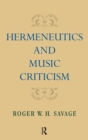 Image for Hermeneutics and Music Criticism