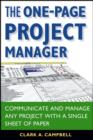 Image for The one-page project manager  : communicate and manage any project with a single sheet of paper