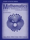 Image for Mathematics for elementary teachers: Student activity manual