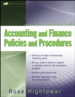 Image for Accounting and Finance Policies and Procedures, (with URL)