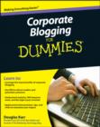 Image for Corporate blogging for dummies