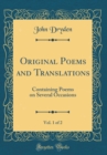 Image for Original Poems and Translations, Vol. 1 of 2: Containing Poems on Several Occasions (Classic Reprint)