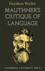 Image for Mauthner&#39;s Critique of Language