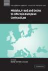 Image for Mistake, Fraud and Duties to Inform in European Contract Law