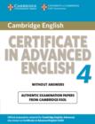 Image for Cambridge Certificate in Advanced English 4 for Updated Exam Student&#39;s Book without Answers