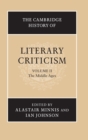 Image for The Cambridge History of Literary Criticism: Volume 2, The Middle Ages