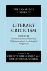 Image for The Cambridge history of literary criticismVol. 9: Twentieth-century historical, philosophical and psychological perspectives