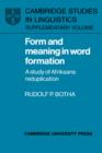 Image for Form and Meaning in Word Formation