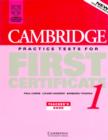 Image for Cambridge Practice Tests for First Certificate 1 Teacher&#39;s book