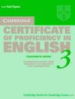 Image for Cambridge certificate of proficiency in English 3  : examination papers from University of Cambridge ESOL examinations: Teacher&#39;s book