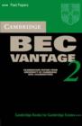 Image for Cambridge BEC Vantage 2 Cassette : Examination Papers from University of Cambridge ESOL Examinations : Level 2