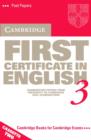 Image for Cambridge First Certificate in English 3 Cassettes (2)