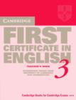 Image for Cambridge first certificate in English 3: Teacher&#39;s book