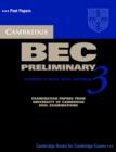 Image for Cambridge BEC Preliminary 3 Self Study Pack