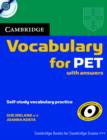 Image for Cambridge Vocabulary for PET Student Book with Answers and Audio CD