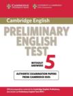 Image for Cambridge preliminary English test 5: Student&#39;s book