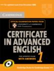 Image for Cambridge certificate in advanced English 1 with answers  : official examination papers from University of Cambridge ESOL examinations : Paper 1