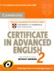 Image for Cambridge Certificate in Advanced English 2 without answers  : official examination papers from University Cambridge ESOL Examinations