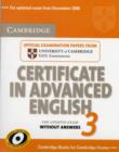 Image for Cambridge certificate in advanced English 3  : official examination papers from University of Cambridge ESOL Examinations