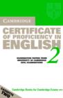 Image for Cambridge Certificate of Proficiency in English 2 Audio Cassette Set (2 Cassettes) : Examination Papers from the University of Cambridge Local Examinations Syndicate : Bk.2 : Audio Cassette Set