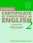 Image for Cambridge certificate of proficiency in English 2  : teacher&#39;s book