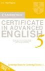 Image for Cambridge Certificate in Advanced English 5 Audio Cassette Set : Examination Papers from the University of Cambridge ESOL Examinations