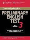 Image for Cambridge Preliminary English Test 3 Student&#39;s Book with Answers