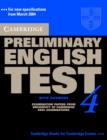 Image for Cambridge Preliminary English Test 4 Self-study Pack