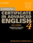 Image for Cambridge Certificate in Advanced English 4 Student&#39;s Book with answers