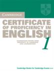 Image for Cambridge Certificate of Proficiency in English 1 Student&#39;s Book