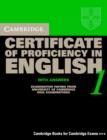 Image for Cambridge Certificate of Proficiency in English 1 Student&#39;s Book with Answers