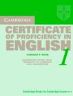 Image for Cambridge Certificate of Proficiency in English 1 Teacher&#39;s Book