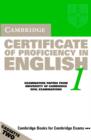 Image for Cambridge Certificate of Proficiency in English 1 Audio Cassette Set (2 Cassettes) : Examination Papers from the University of Cambridge Local Examinations Syndicate
