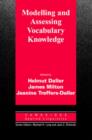 Image for Modelling and Assessing Vocabulary Knowledge