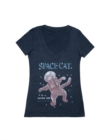 Image for Space Cat Women&#39;s V-Neck T-Shirt Large