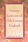 Image for Literary Criticism of Seventeenth-Century England