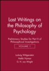 Image for Last Writings on the Phiosophy of Psychology