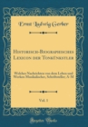Image for Historisch-Biographisches Lexicon der Tonkunkstler, Vol. 1: Welches Nachrichten von dem Leben und Werken Musikalischer, Schriftsteller; A-M (Classic Reprint)