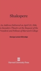 Image for Shakespere : An Address