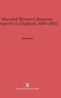 Image for Married Women&#39;s Separate Property in England, 1660-1833