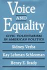 Image for Voice and Equality : Civic Voluntarism in American Politics