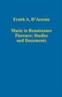Image for Music in Renaissance Florence: Studies and Documents