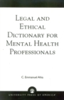 Image for Legal and Ethical Dictionary for Mental Health Professionals