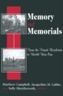 Image for Memory and Memorials : From the French Revolution to World War One