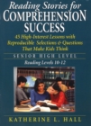 Image for Reading Stories for Comprehension Success : Senior High Level, Reading Levels 10-12