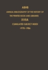 Image for Cumulated Subject Index Volume 1 (1970) – Volume 17 (1986) : Volume 17A: Cumulated Subject Index Volume 1 (1970)-Volume 17 (1986)