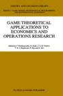 Image for Game Theoretical Applications to Economics and Operations Research